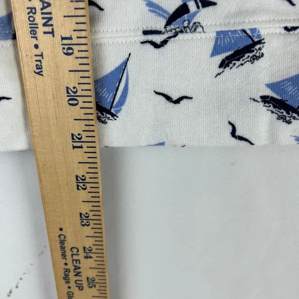 Polo Ralph Lauren Boys Spa Terry Sweatshirt White Blue Sailboats Bear Sz M 10-12